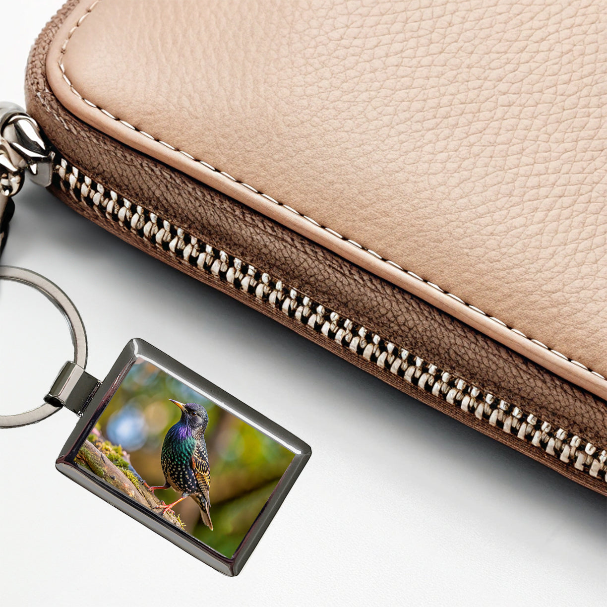 Starling Backyard Bird Rectangle Metal Keychain