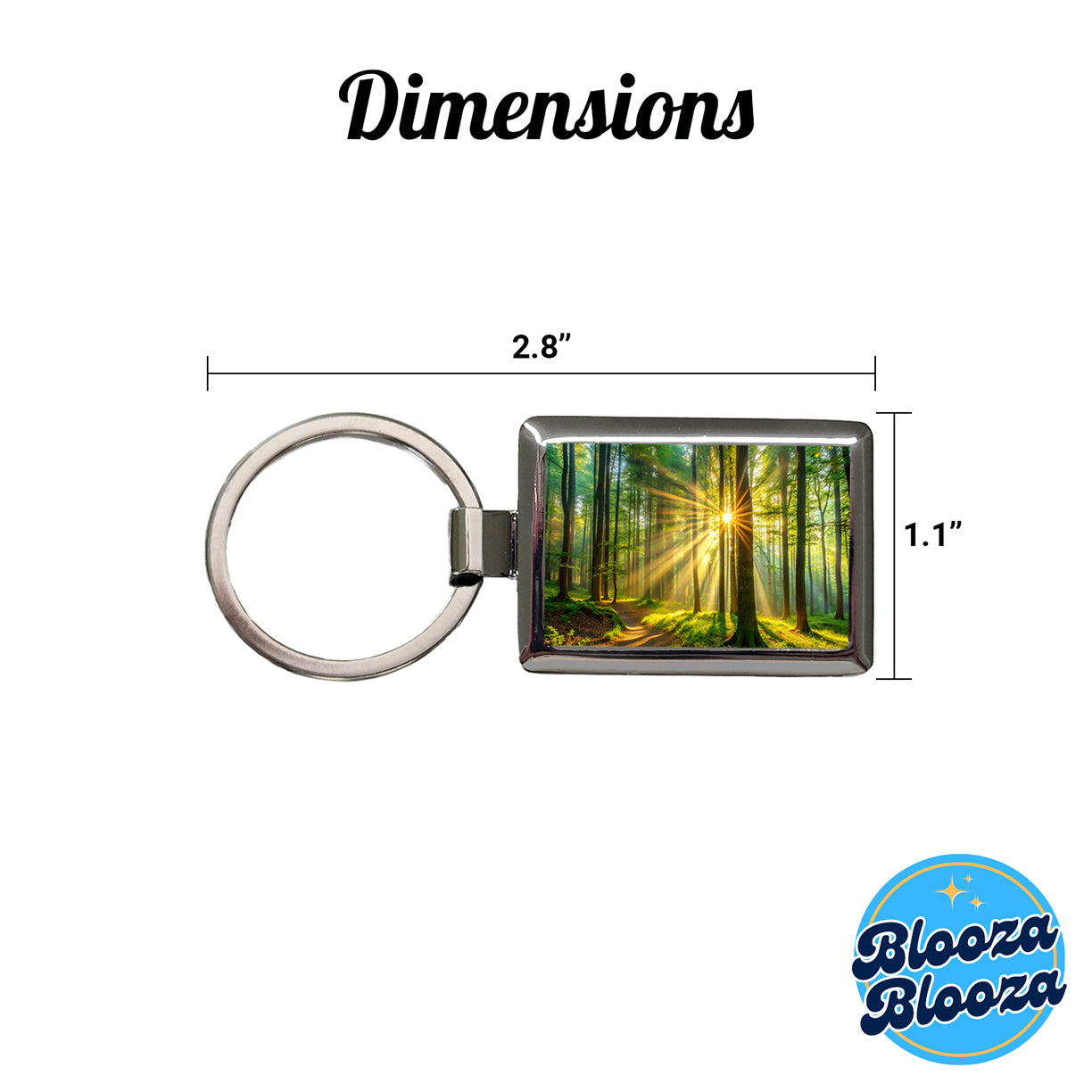 Sunlight Streaming Through Forest Trees Rectangle Metal Keychain