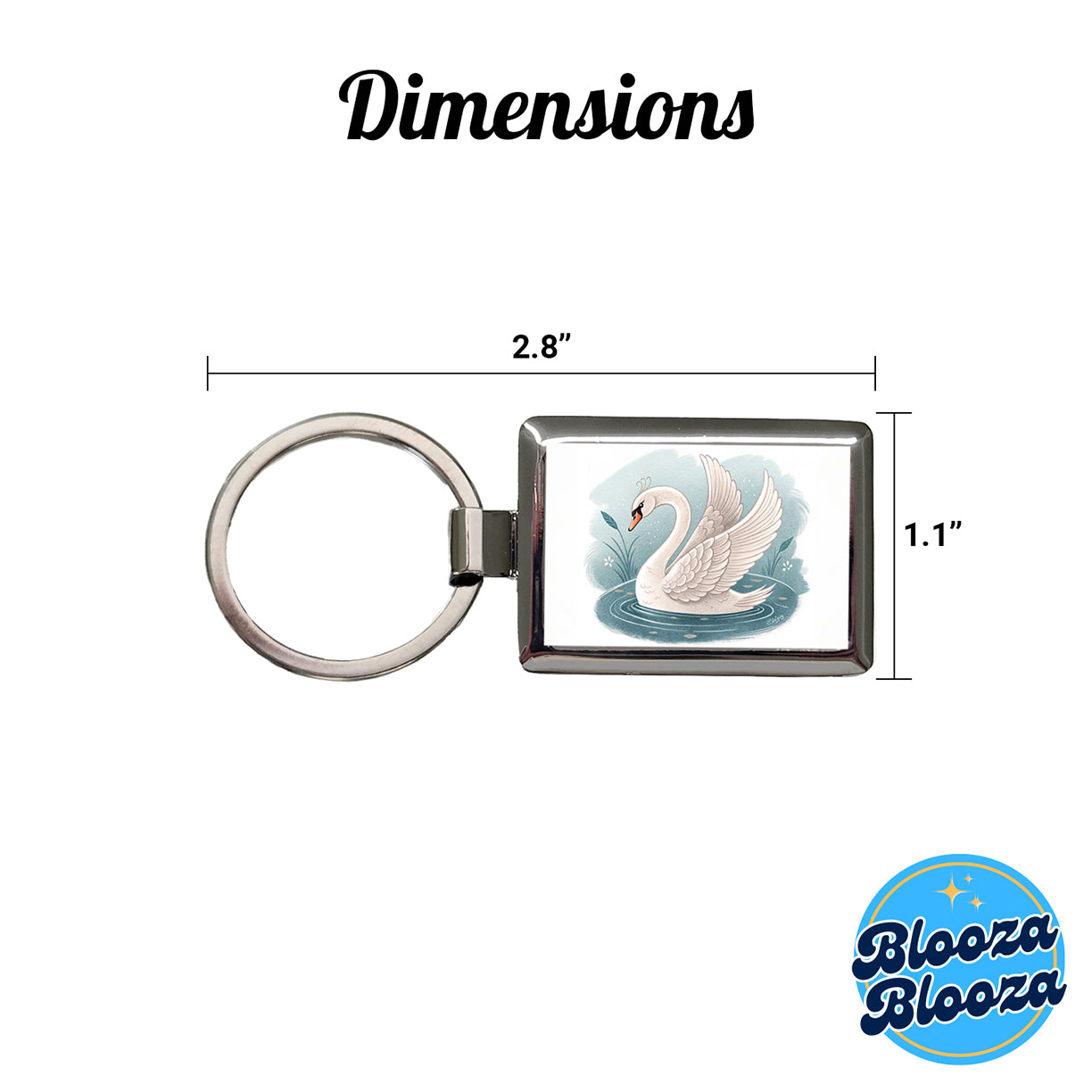 Swan Children's Illustration Style Rectangle Metal Keychain