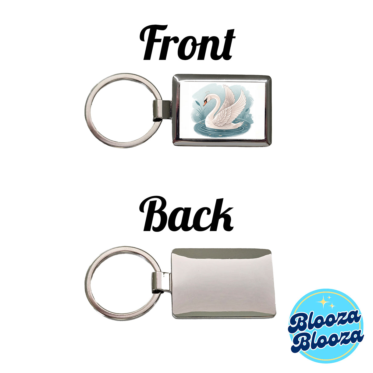 Swan Children's Illustration Style Rectangle Metal Keychain