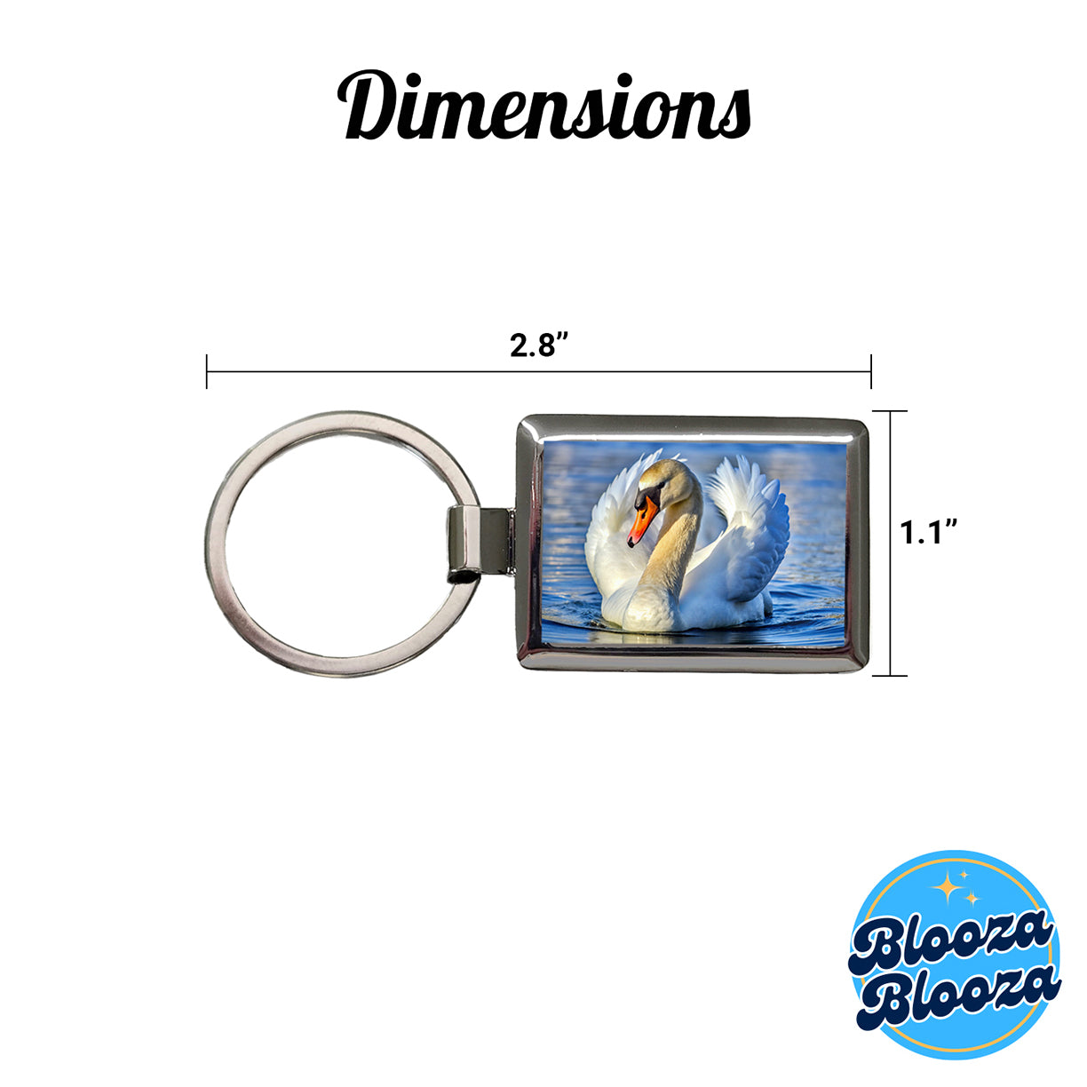 Swan Rectangle Metal Keychain
