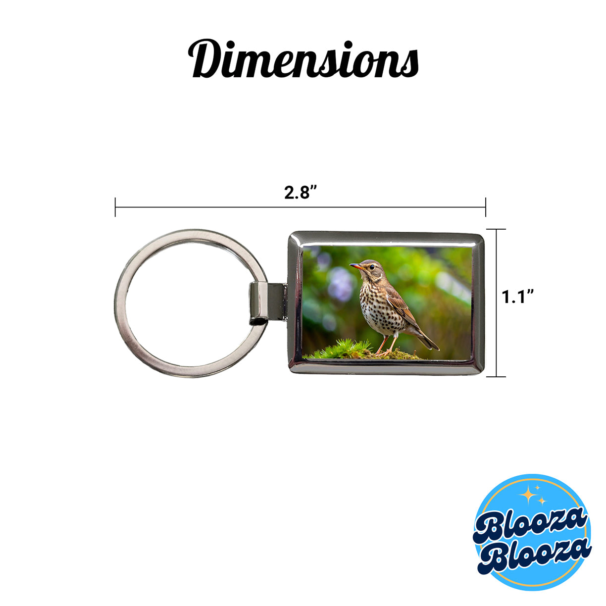 Thrush Bird Backyard Bird Rectangle Metal Keychain