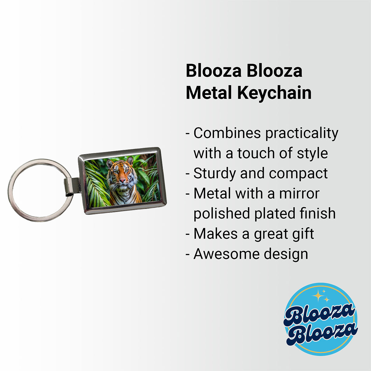 Tiger In The Jungle Rectangle Metal Keychain