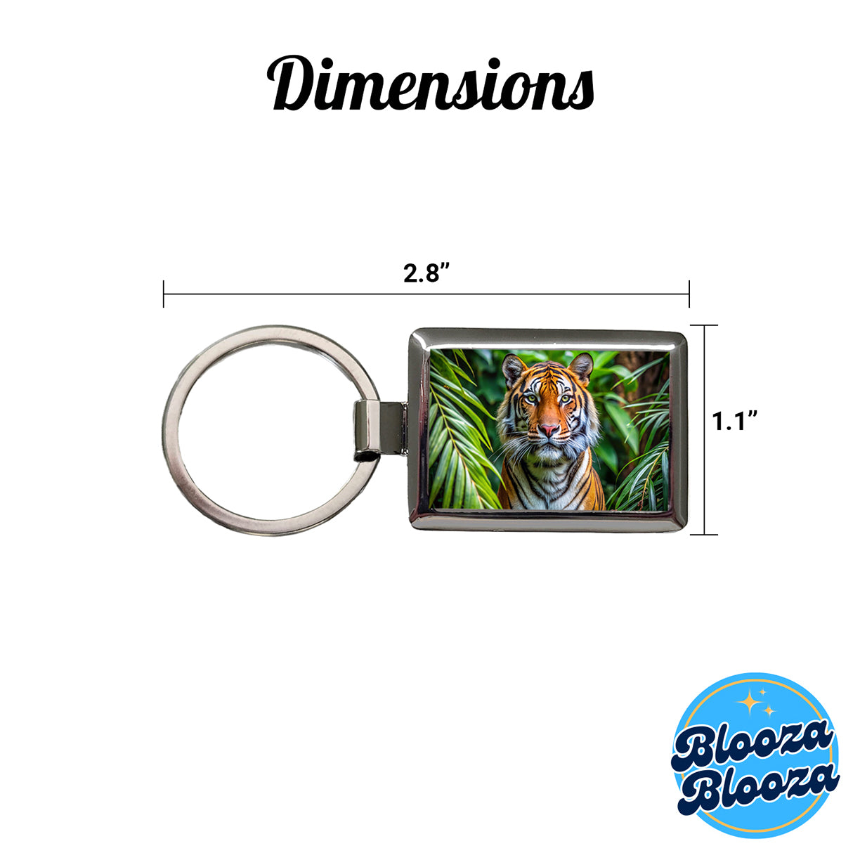 Tiger In The Jungle Rectangle Metal Keychain