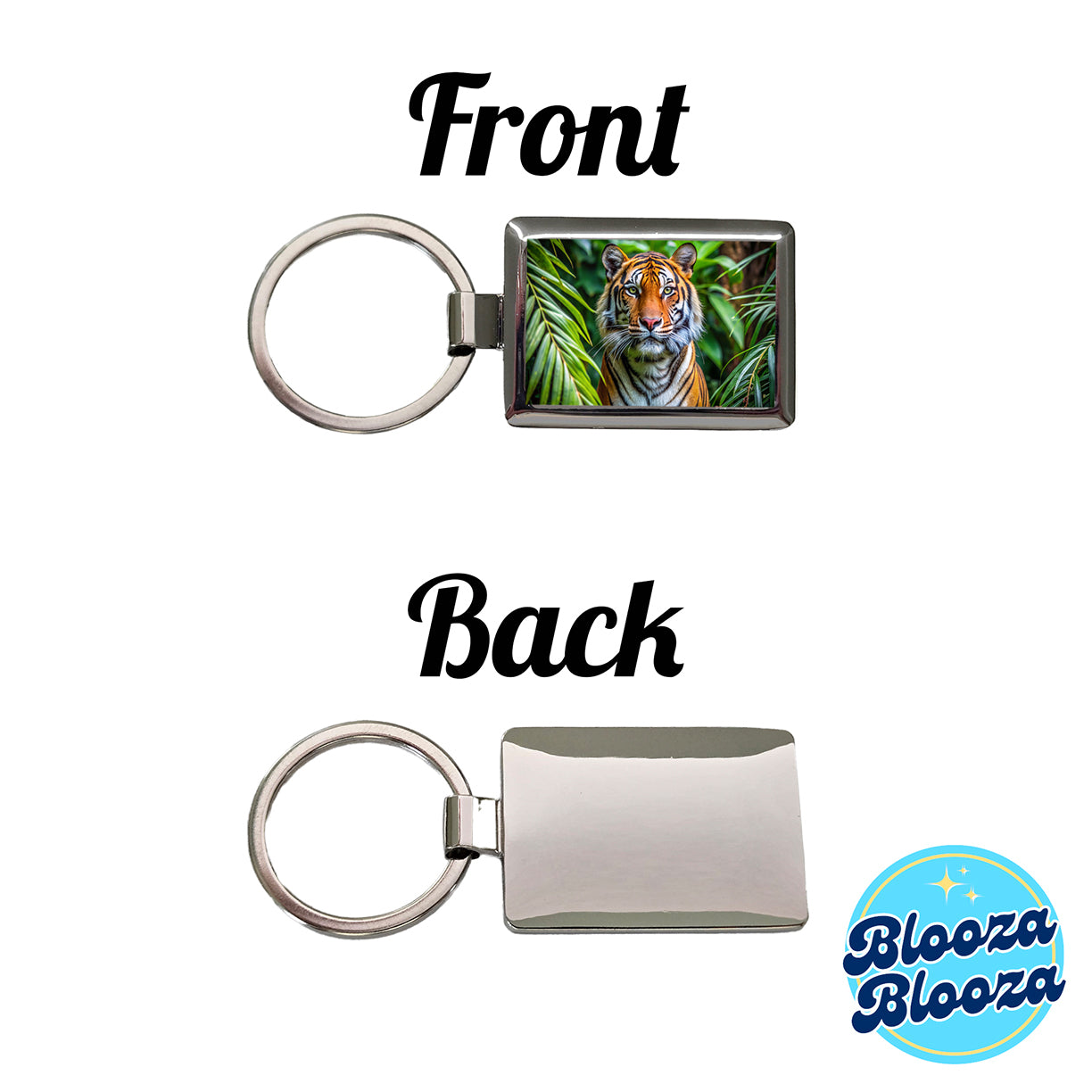 Tiger In The Jungle Rectangle Metal Keychain