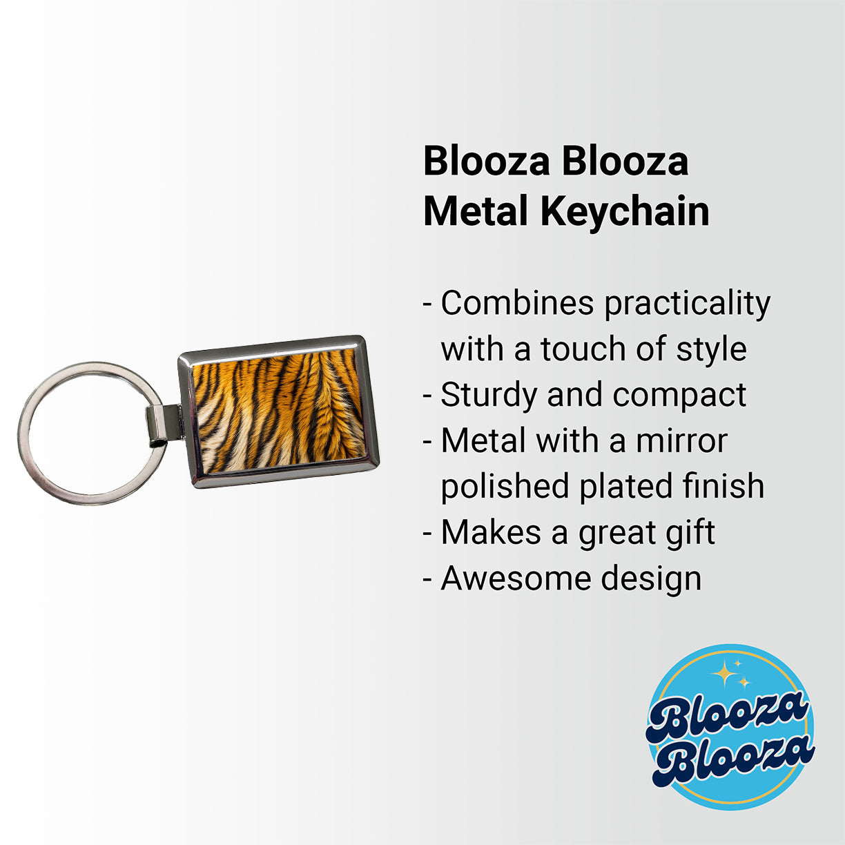 Tiger Stripes Fur Pattern Rectangle Metal Keychain
