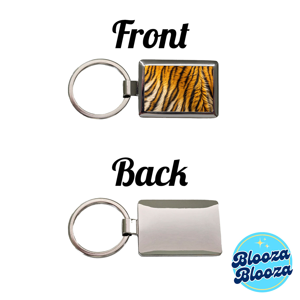 Tiger Stripes Fur Pattern Rectangle Metal Keychain
