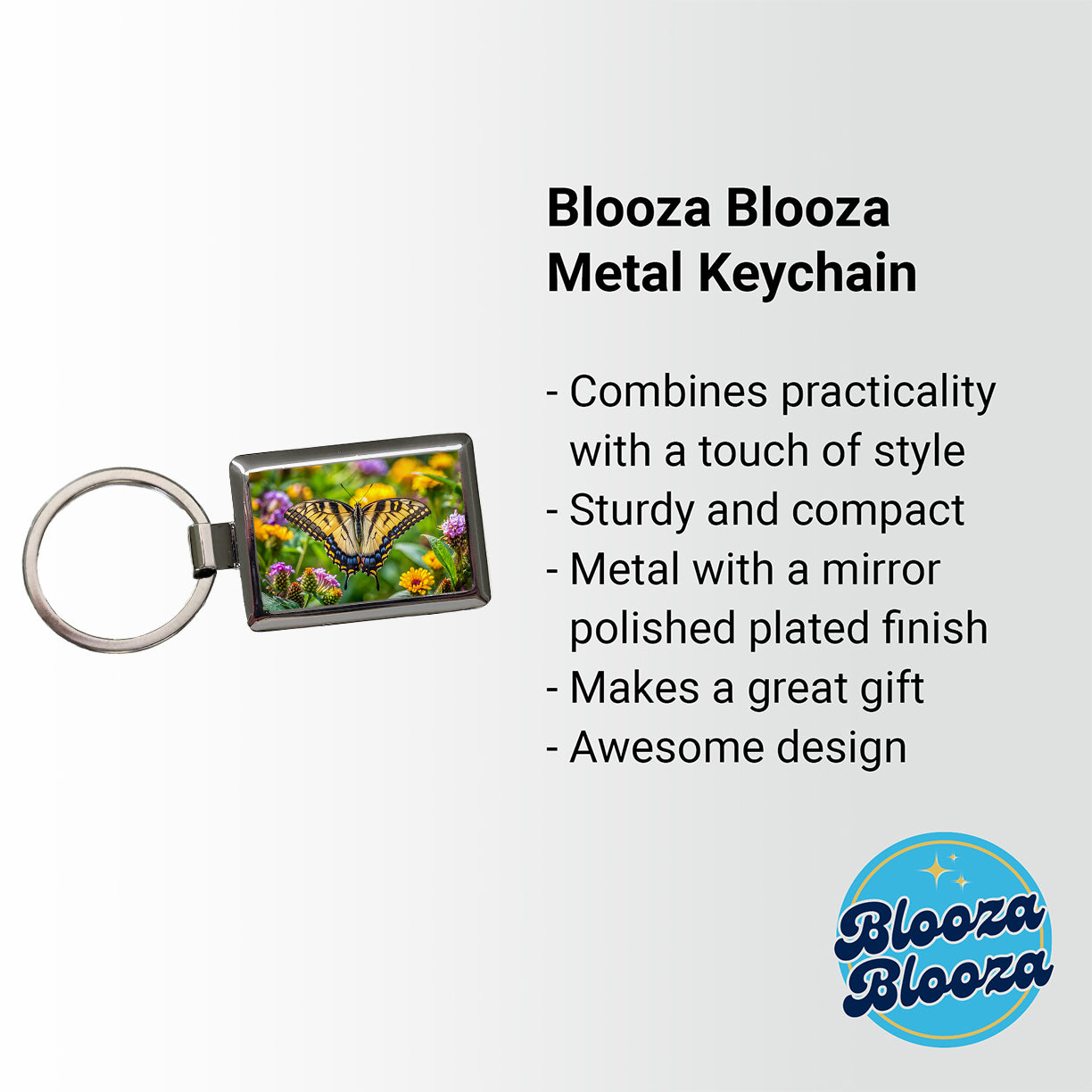 Tiger Swallowtail Butterfly Rectangle Metal Keychain