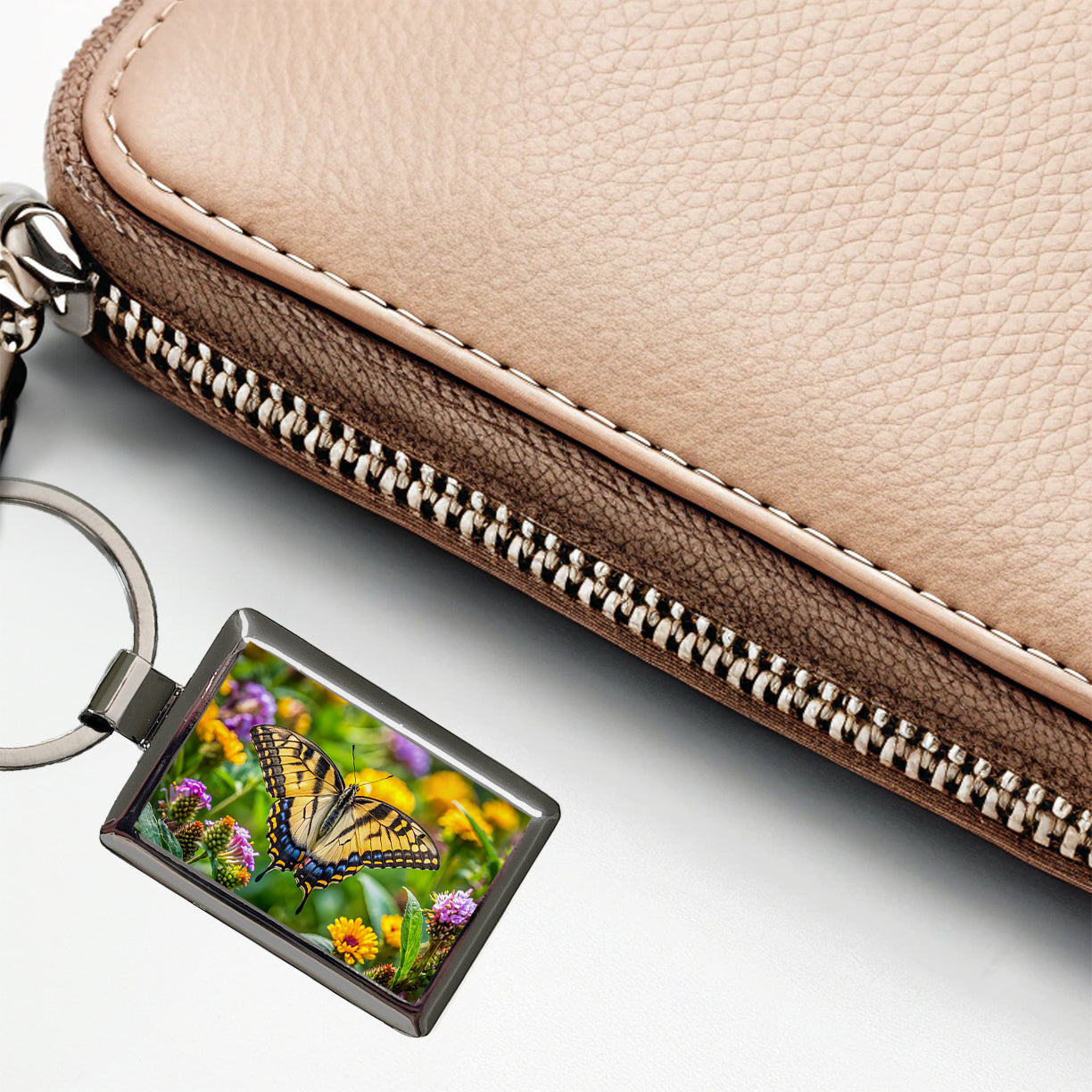 Tiger Swallowtail Butterfly Rectangle Metal Keychain