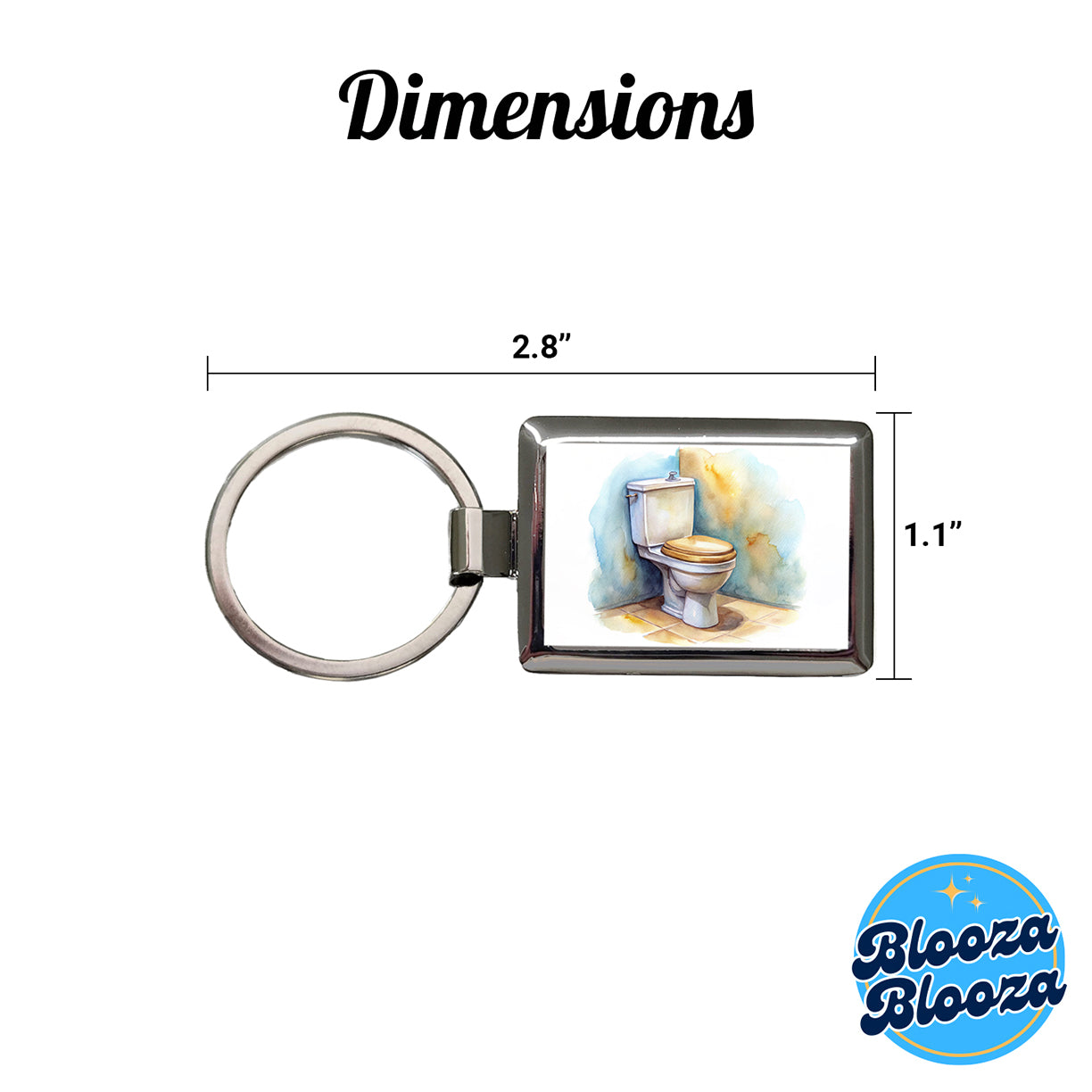 Toilet Watercolor Rectangle Metal Keychain