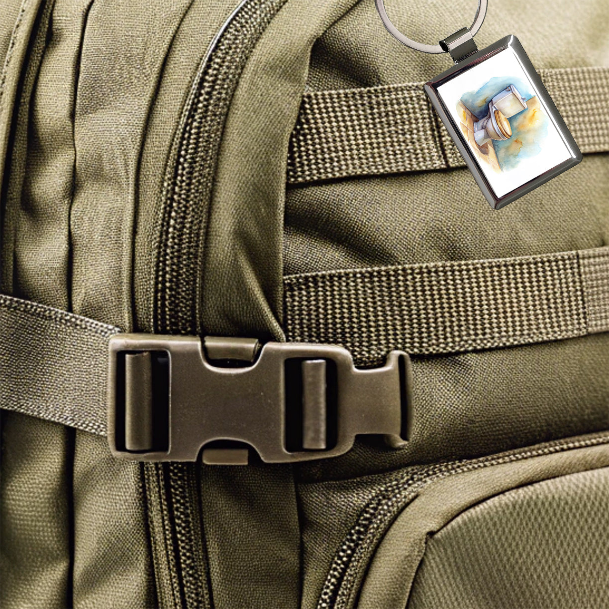 Toilet Watercolor Rectangle Metal Keychain