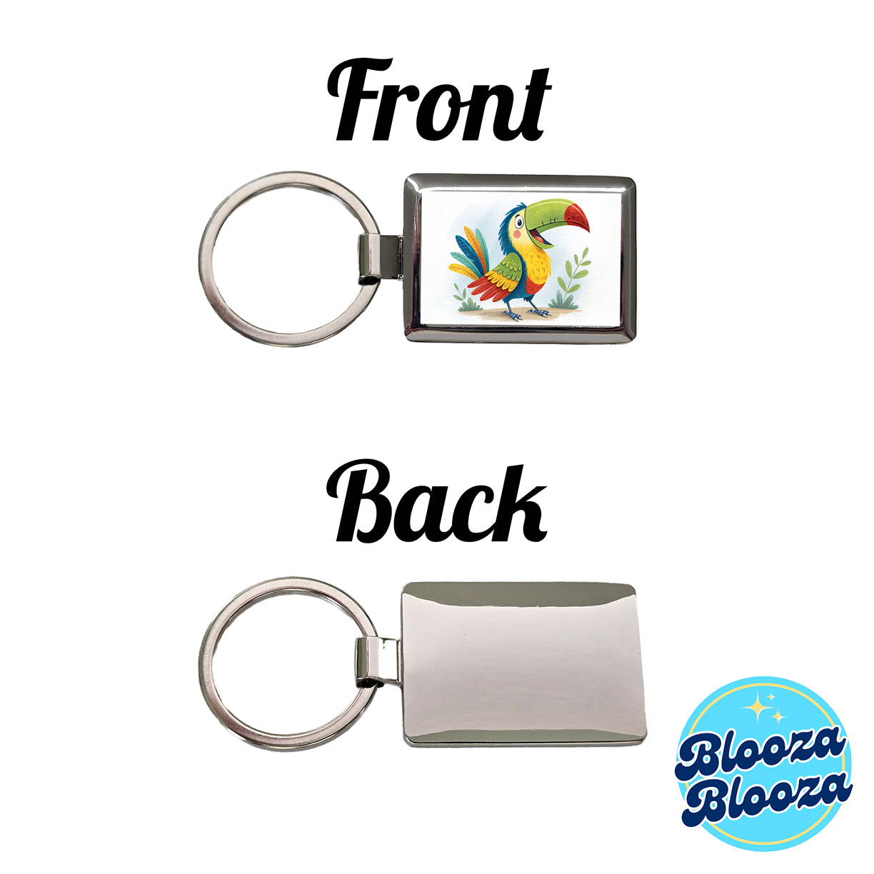 Toucan Bird Children's Illustration Style Rectangle Metal Keychain