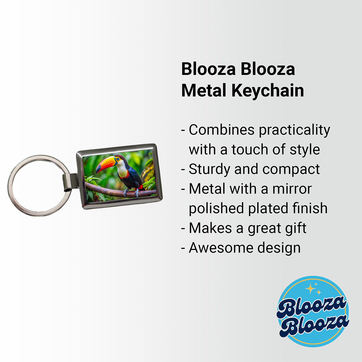 Toucan Bird Rectangle Metal Keychain