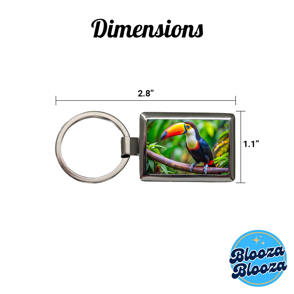 Toucan Bird Rectangle Metal Keychain