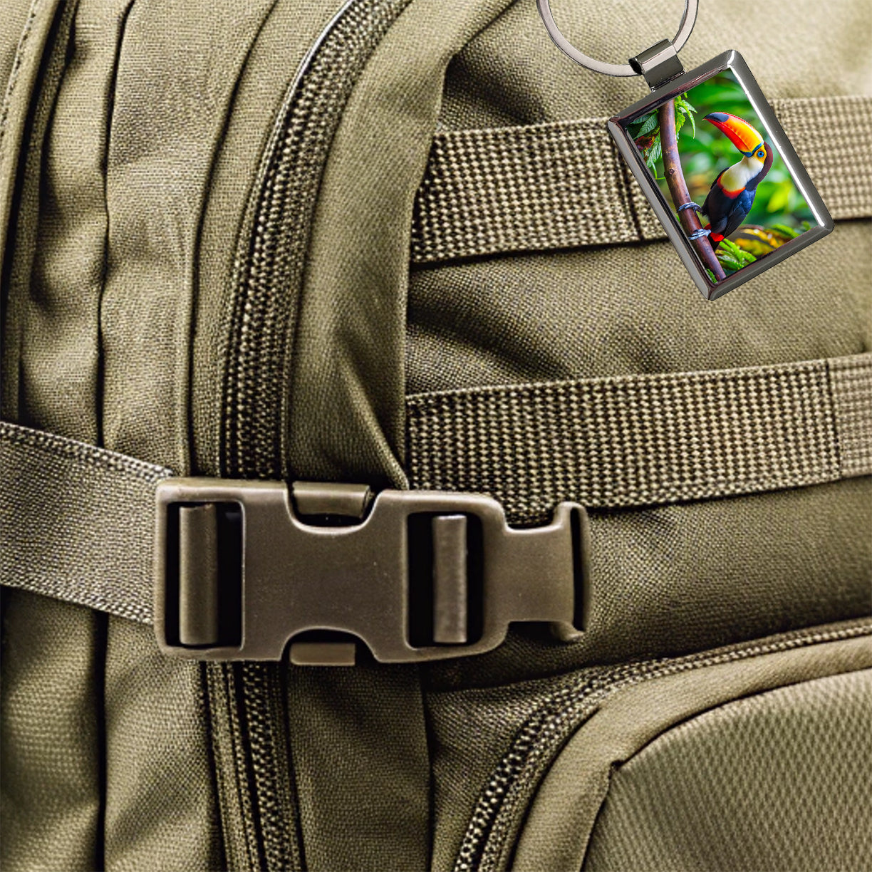 Toucan Bird Rectangle Metal Keychain