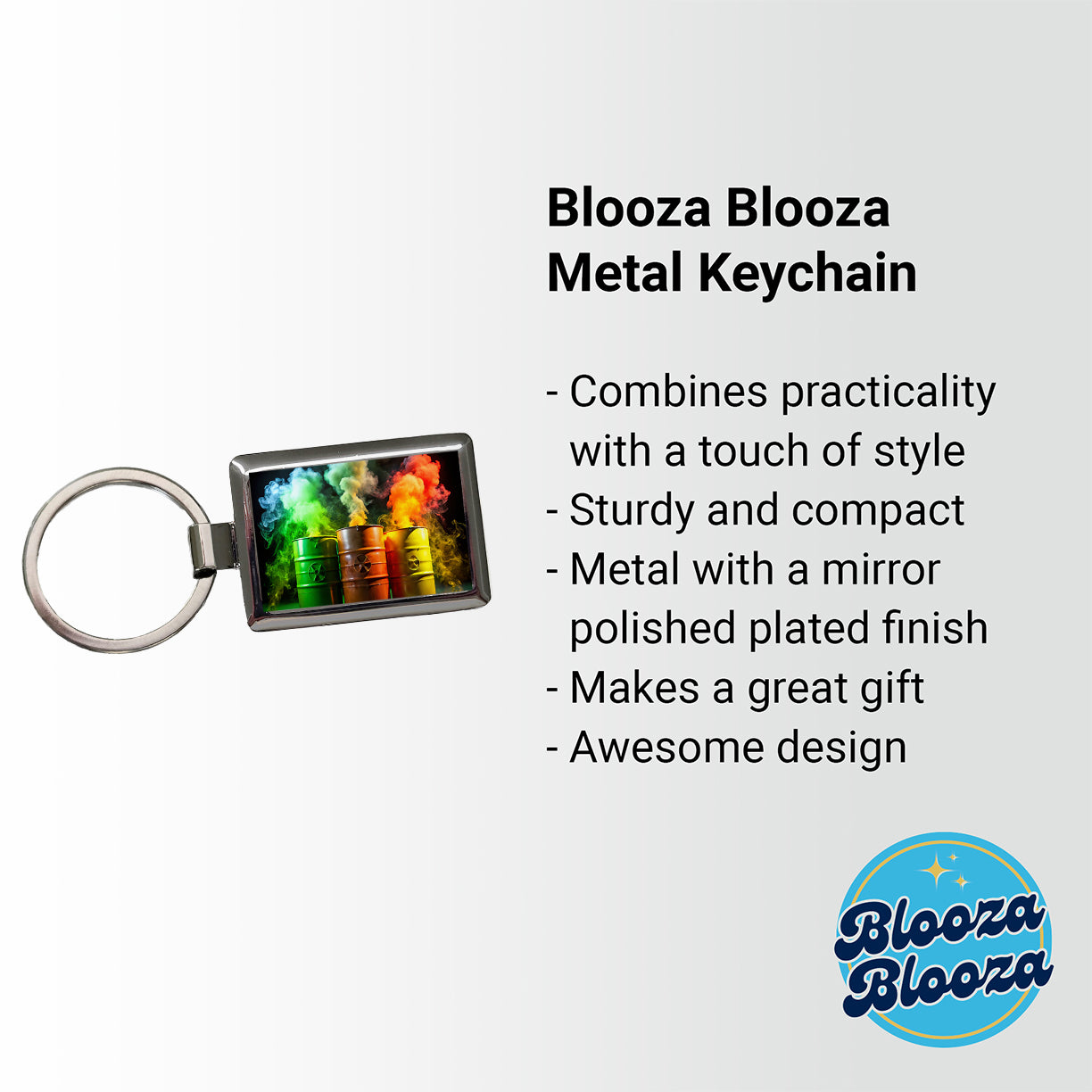 Toxic Waste Barrels Rectangle Metal Keychain