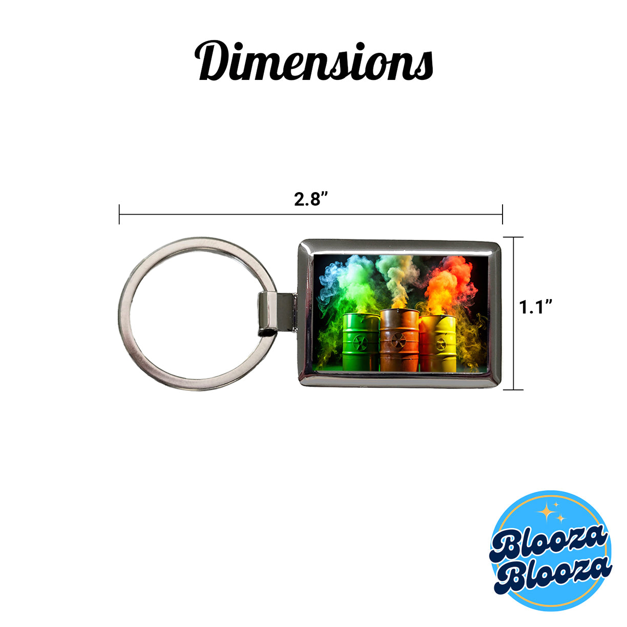 Toxic Waste Barrels Rectangle Metal Keychain