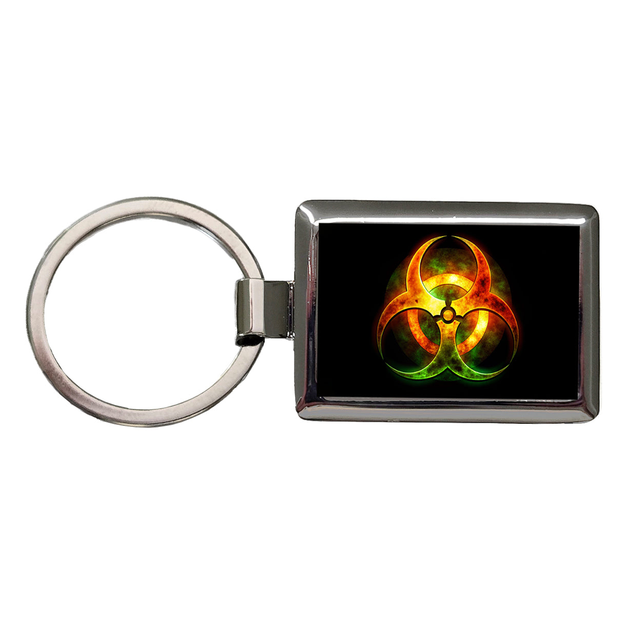 Toxic Zombie Outbreak Symbol Rectangle Metal Keychain