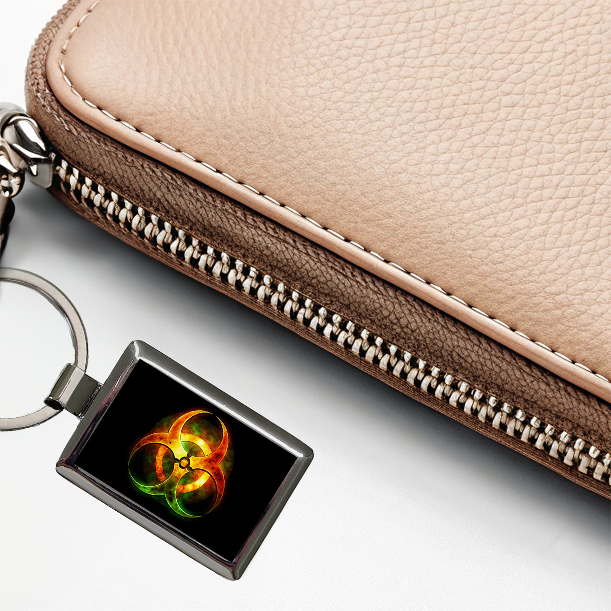 Toxic Zombie Outbreak Symbol Rectangle Metal Keychain