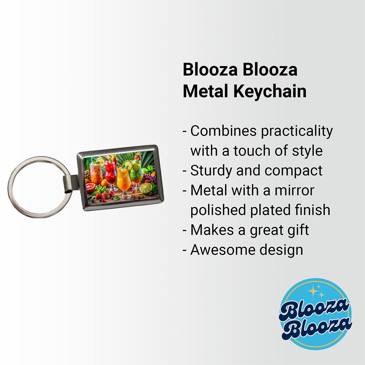 Tropical Colorful Fruity Drinks Rectangle Metal Keychain