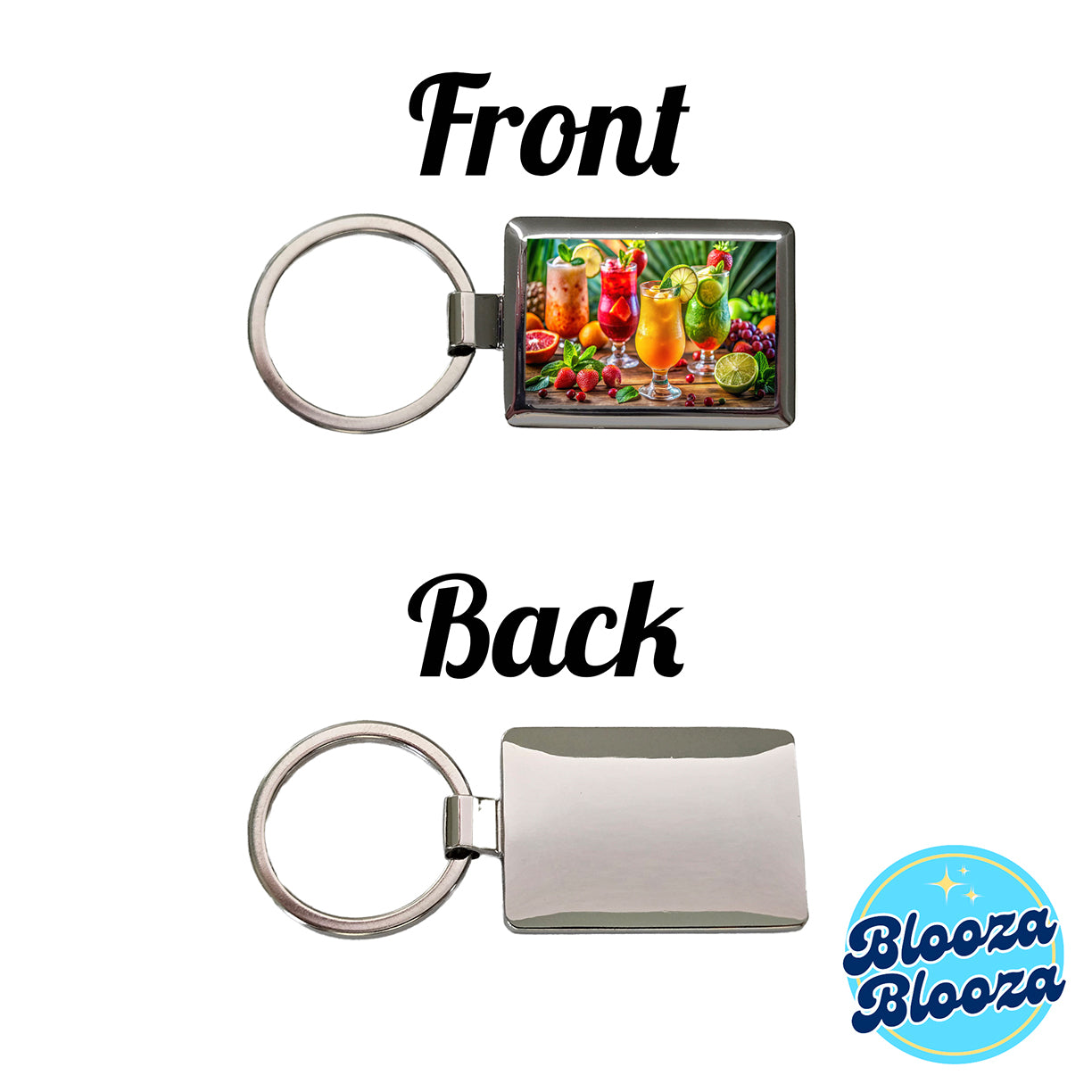 Tropical Colorful Fruity Drinks Rectangle Metal Keychain