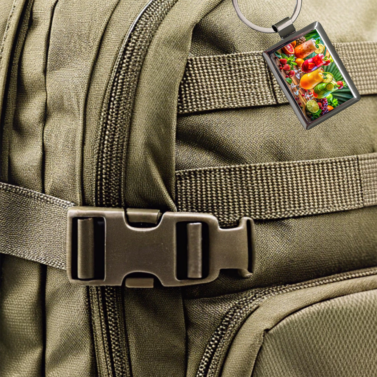 Tropical Colorful Fruity Drinks Rectangle Metal Keychain