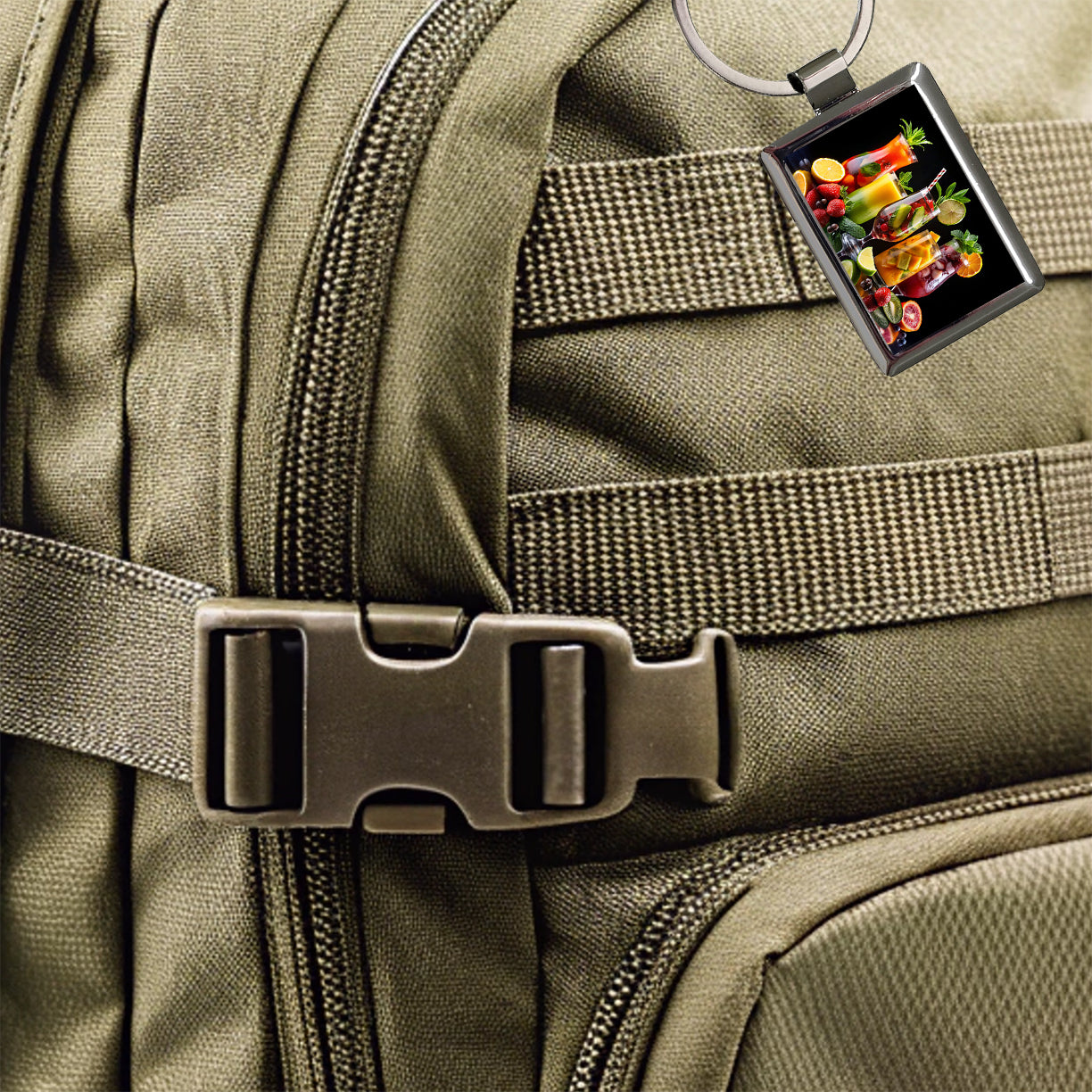 Tropical Fruity Drinks Rectangle Metal Keychain