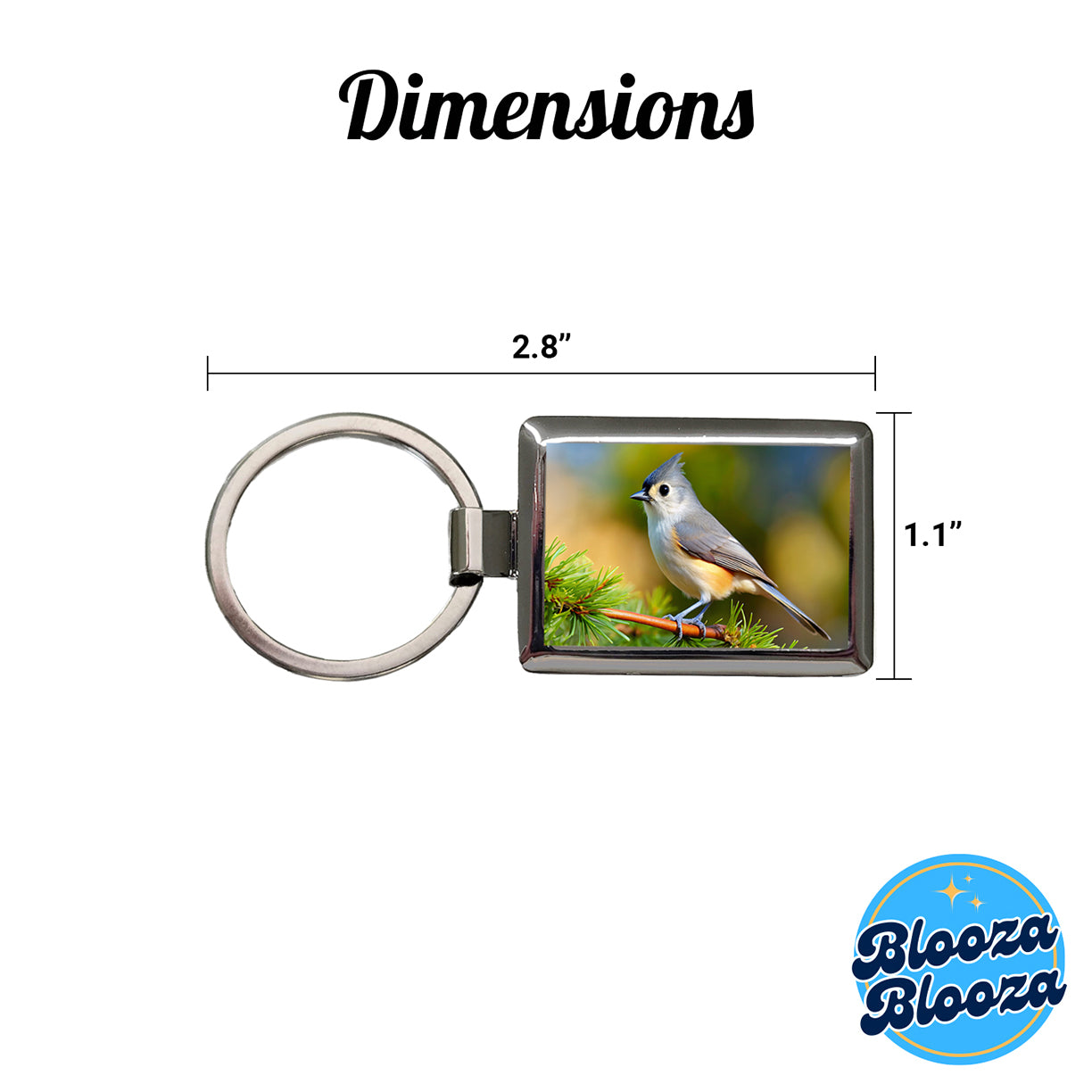 Tufted Titmouse Backyard Bird Rectangle Metal Keychain