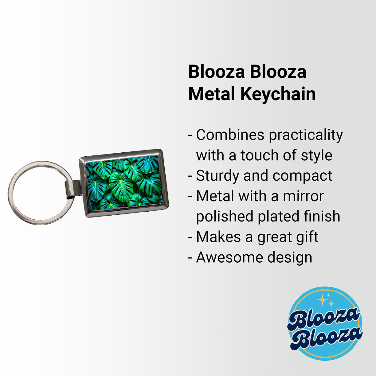 Vibrant Neon Green Monstera Leaves Rectangle Metal Keychain
