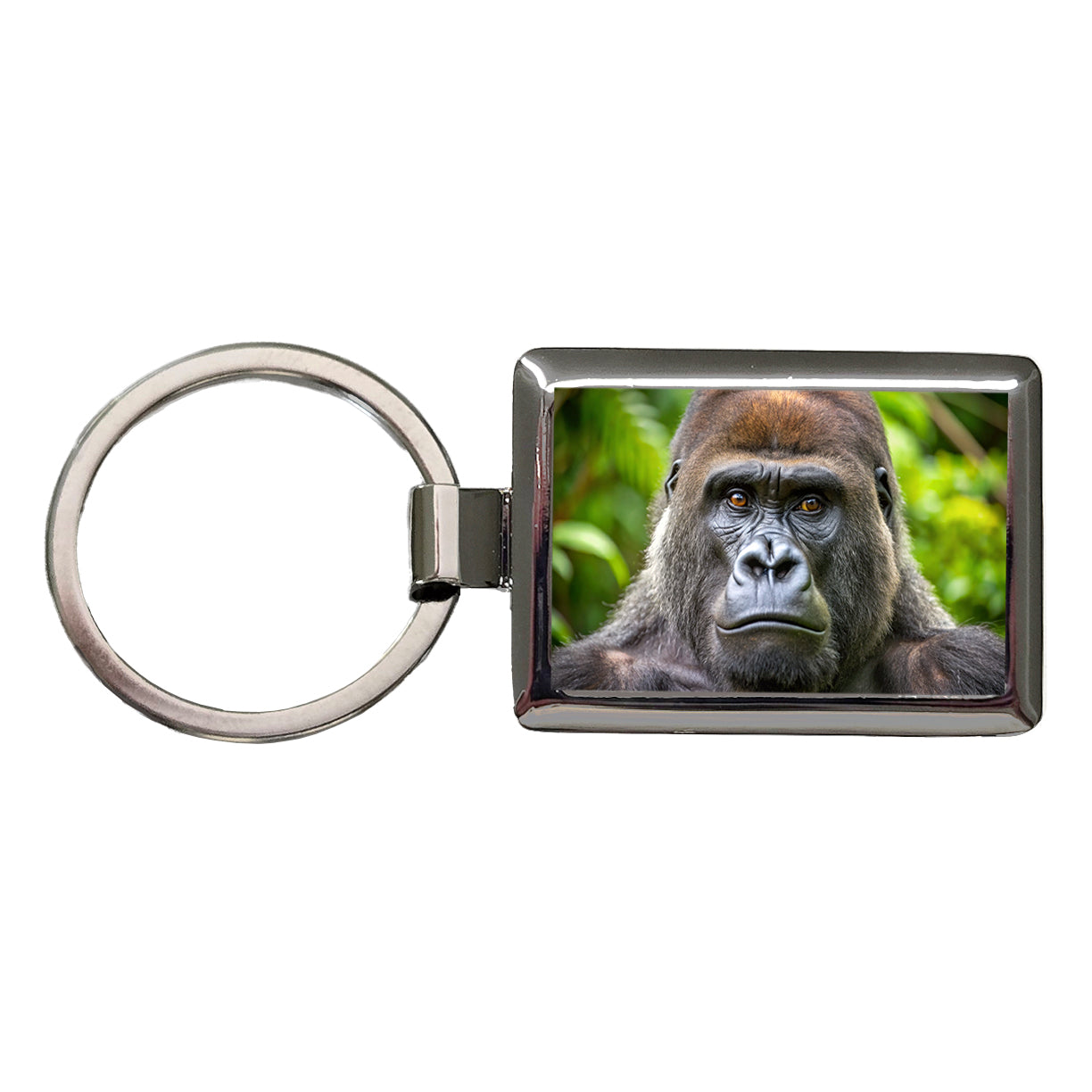 Western Gorilla Ape Rectangle Metal Keychain