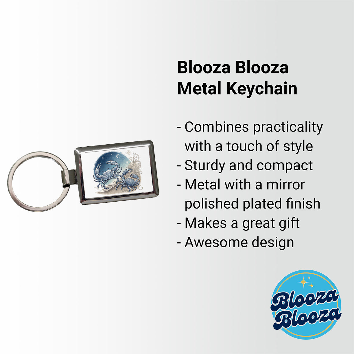 Zodiac Horoscope Symbol Cancer Crab Rectangle Metal Keychain