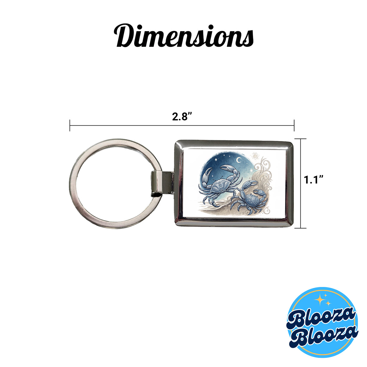 Zodiac Horoscope Symbol Cancer Crab Rectangle Metal Keychain