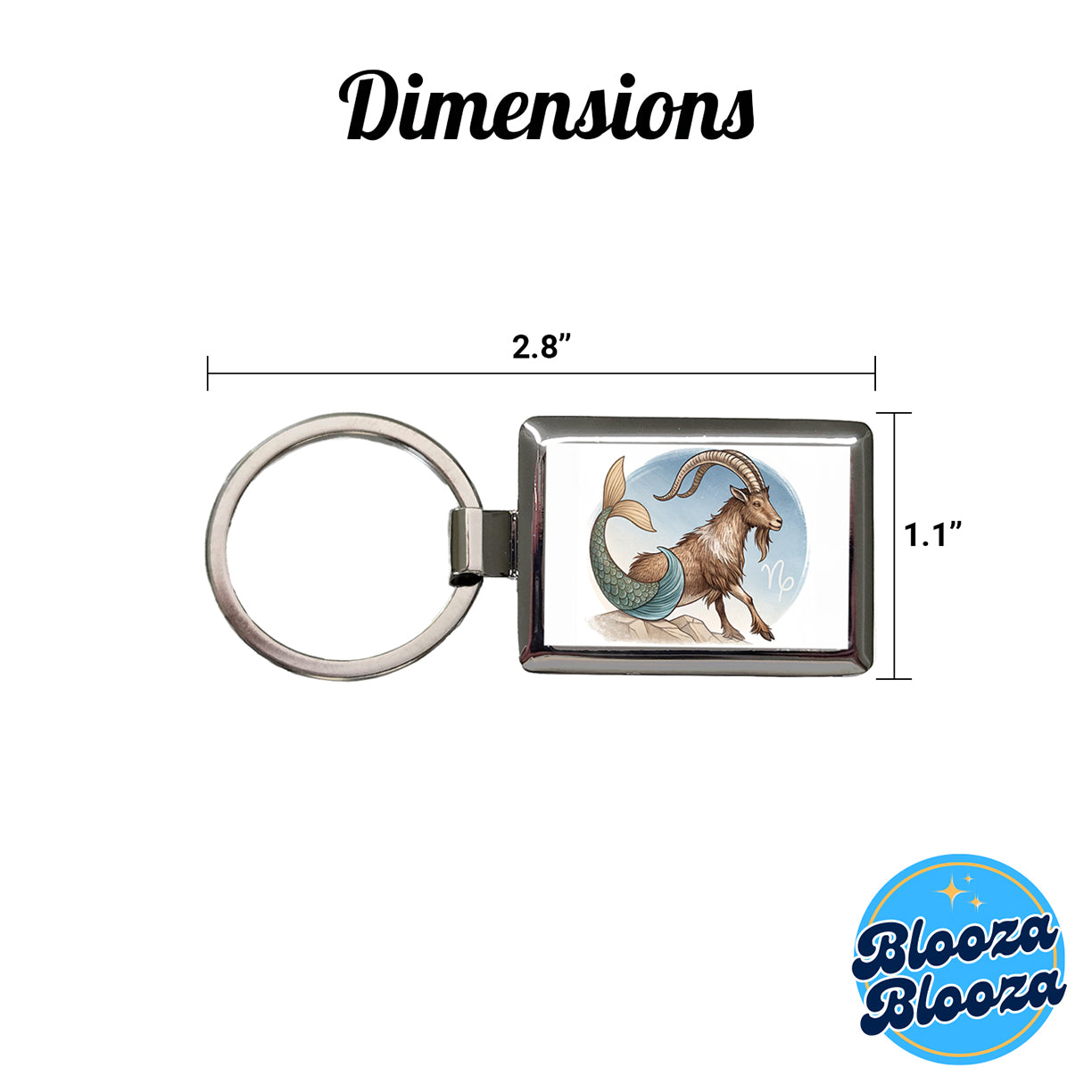 Zodiac Horoscope Symbol Capricorn Sea Goat Rectangle Metal Keychain
