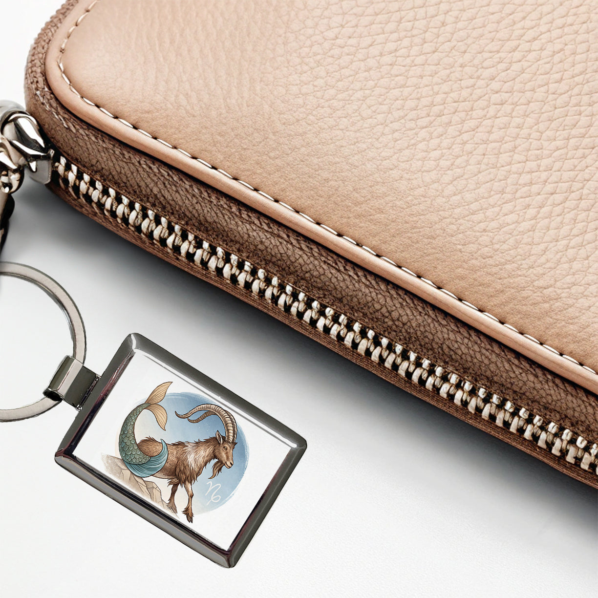 Zodiac Horoscope Symbol Capricorn Sea Goat Rectangle Metal Keychain