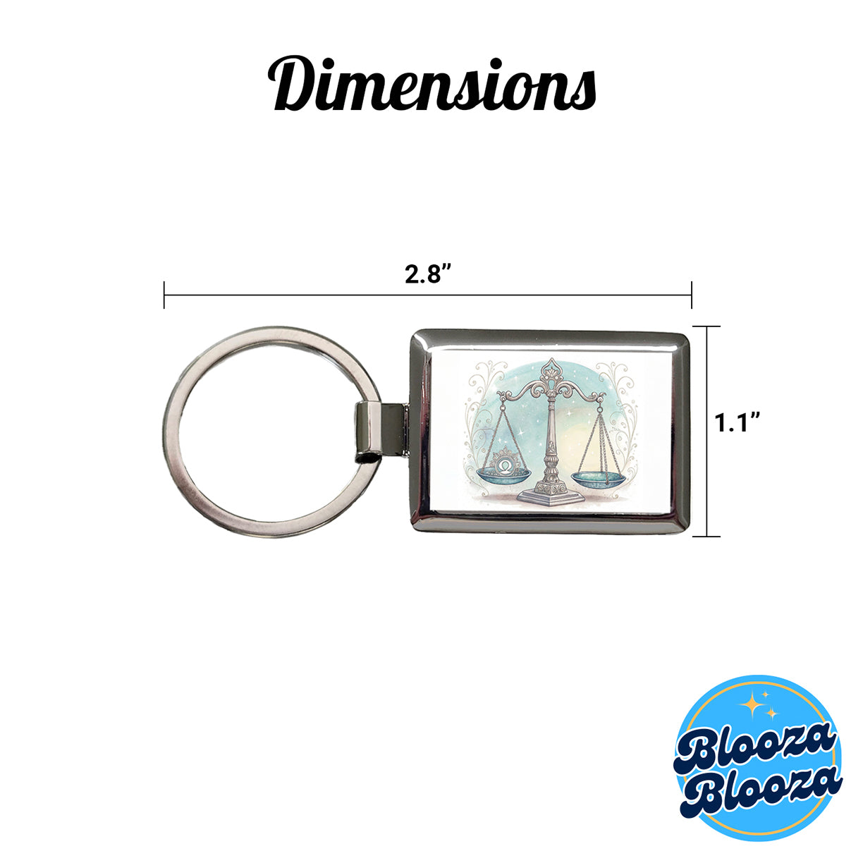Zodiac Horoscope Symbol Libra Scales Rectangle Metal Keychain