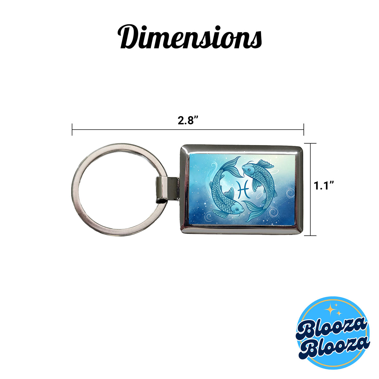 Zodiac Horoscope Symbol Pisces Fish Rectangle Metal Keychain