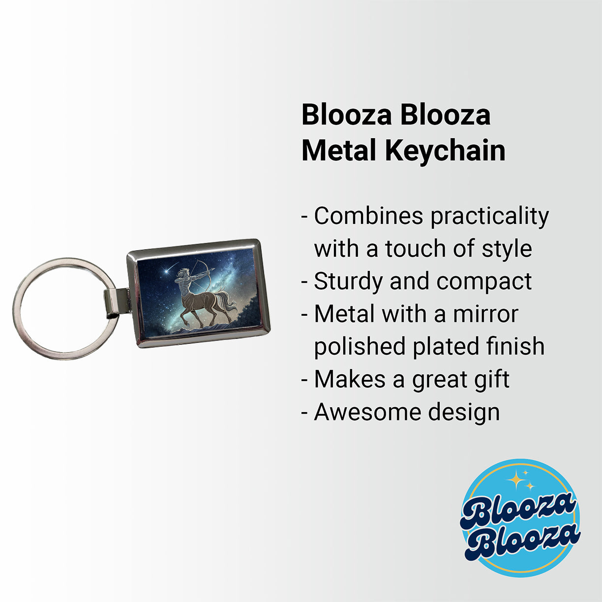 Zodiac Horoscope Symbol Sagittarius Centaur Rectangle Metal Keychain