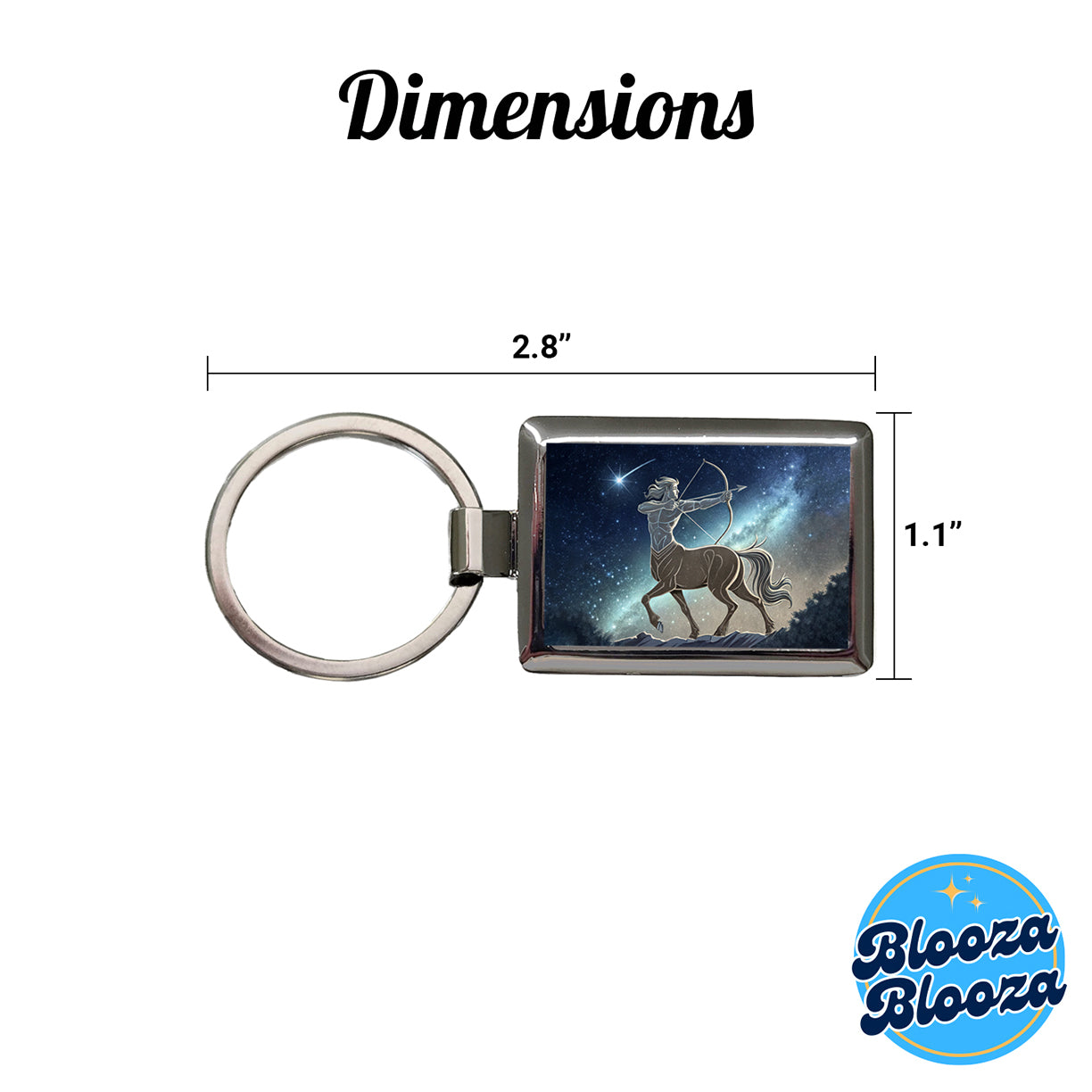Zodiac Horoscope Symbol Sagittarius Centaur Rectangle Metal Keychain