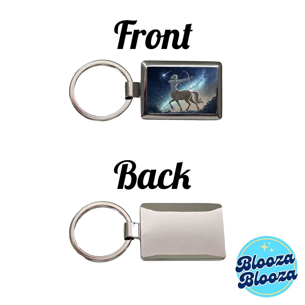 Zodiac Horoscope Symbol Sagittarius Centaur Rectangle Metal Keychain