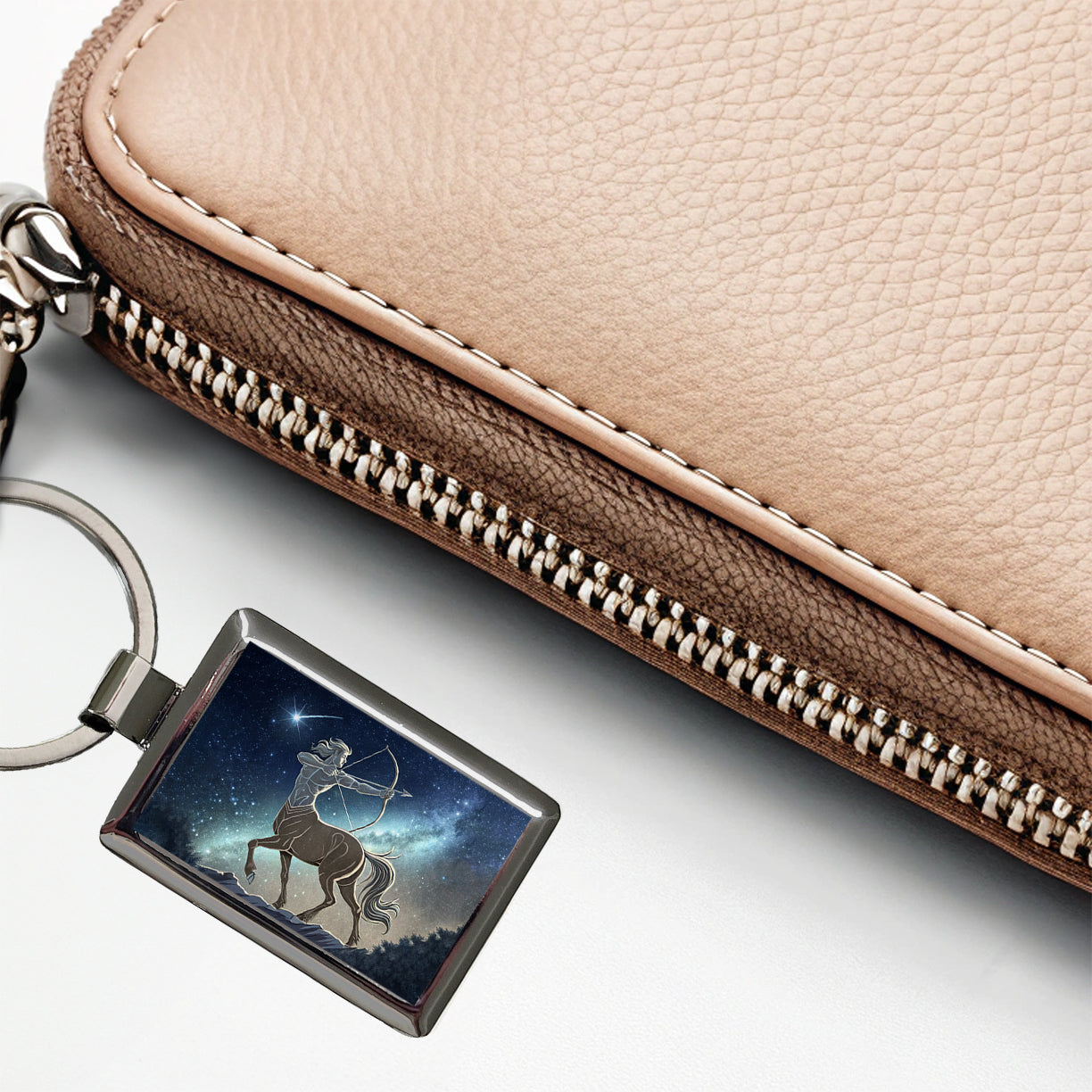 Zodiac Horoscope Symbol Sagittarius Centaur Rectangle Metal Keychain