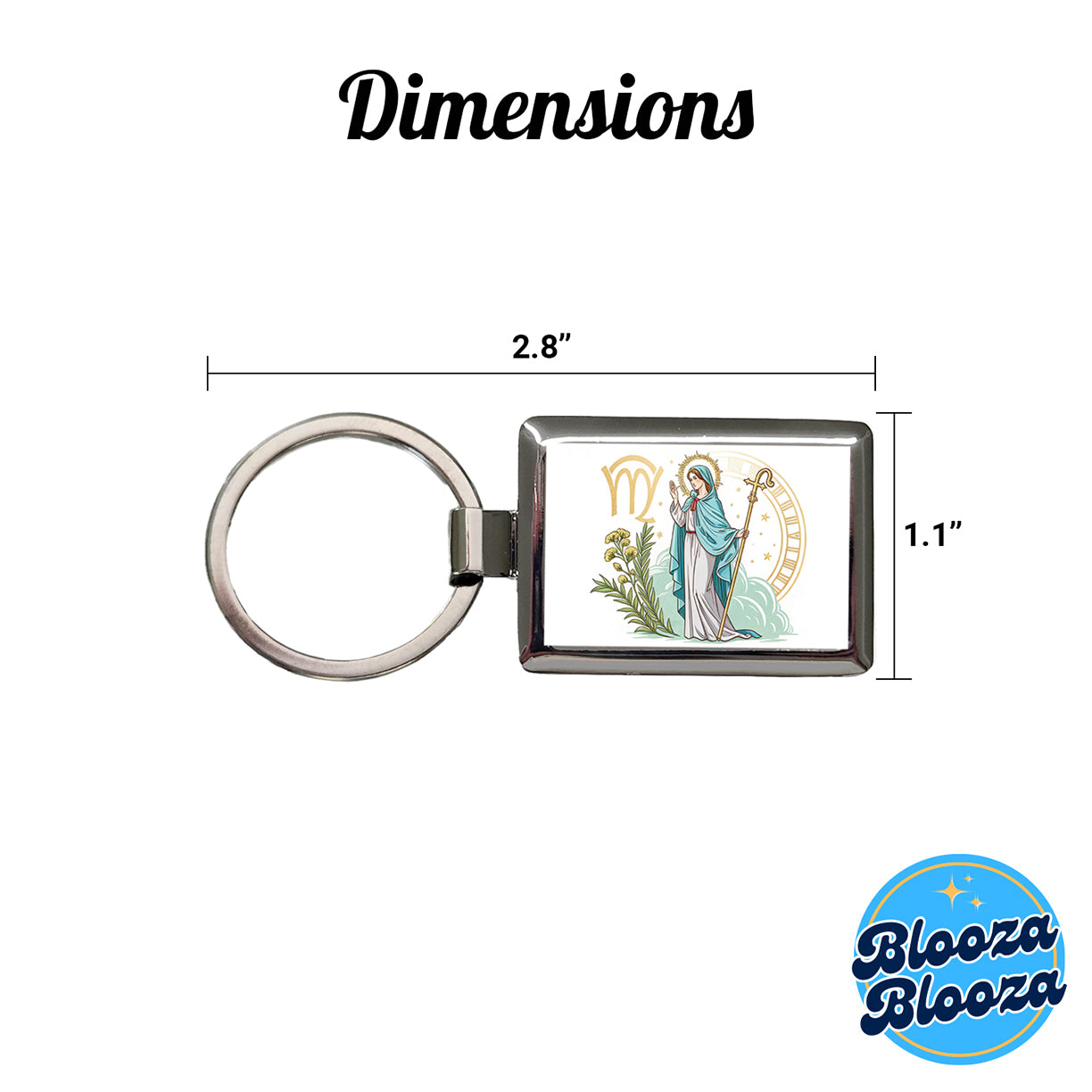 Zodiac Horoscope Symbol Virgo Maiden Virgin Rectangle Metal Keychain