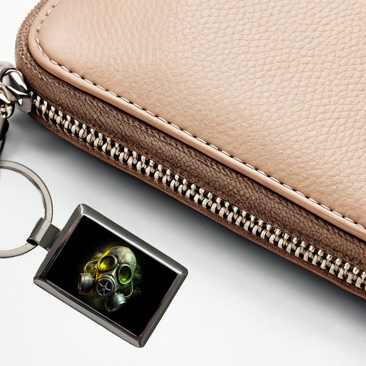 Zombie Outbreak Gas Mask Toxic Gas Rectangle Metal Keychain