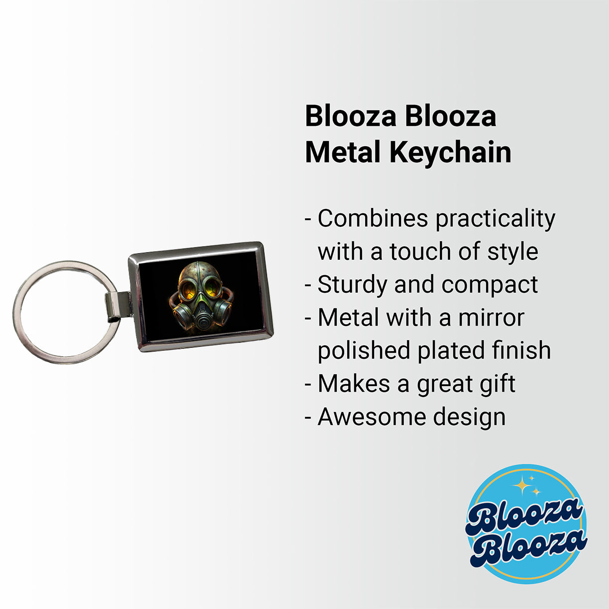 Zombie Outbreak Gas Mask Rectangle Metal Keychain