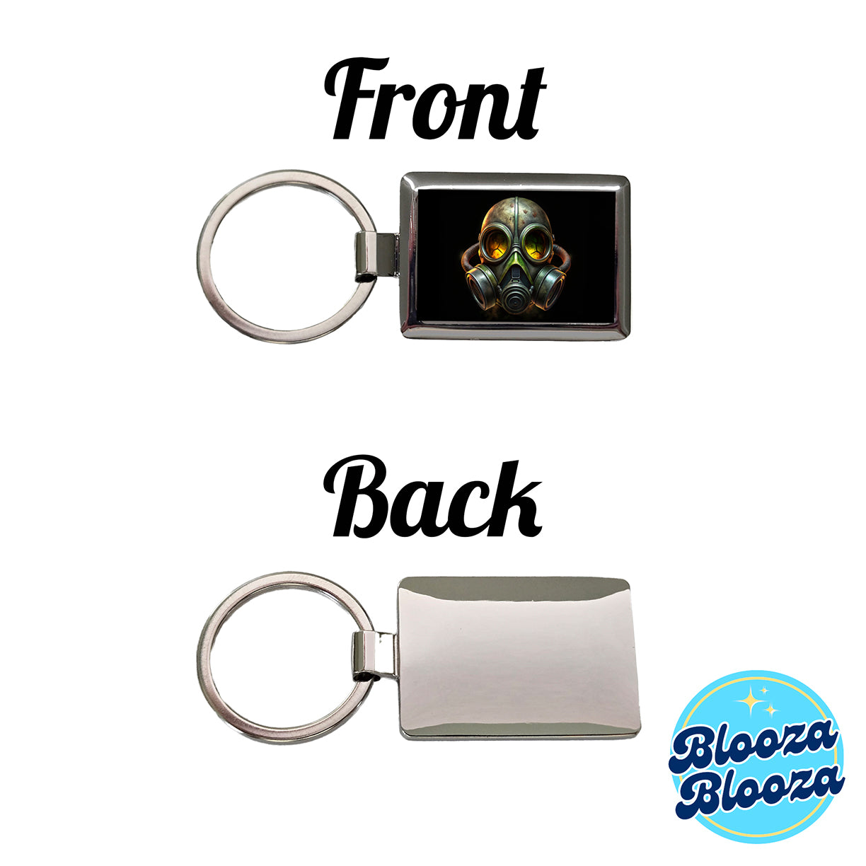 Zombie Outbreak Gas Mask Rectangle Metal Keychain
