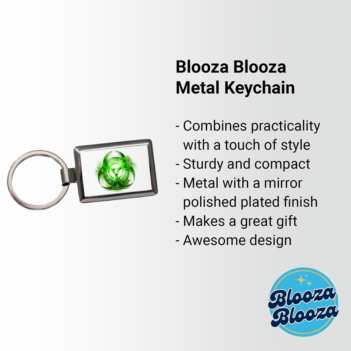 Zombie Outbreak Green Toxic Symbol Rectangle Metal Keychain