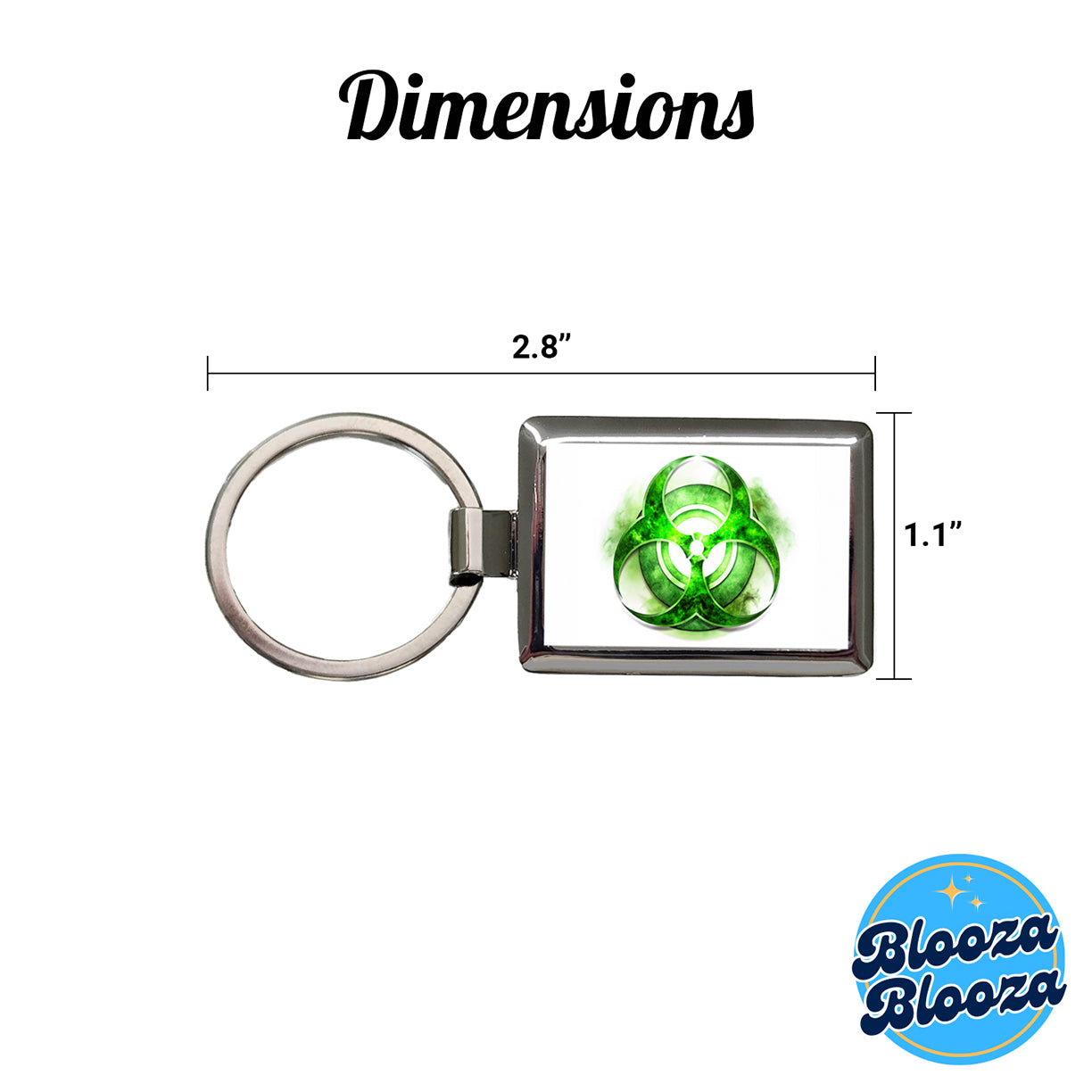Zombie Outbreak Green Toxic Symbol Rectangle Metal Keychain