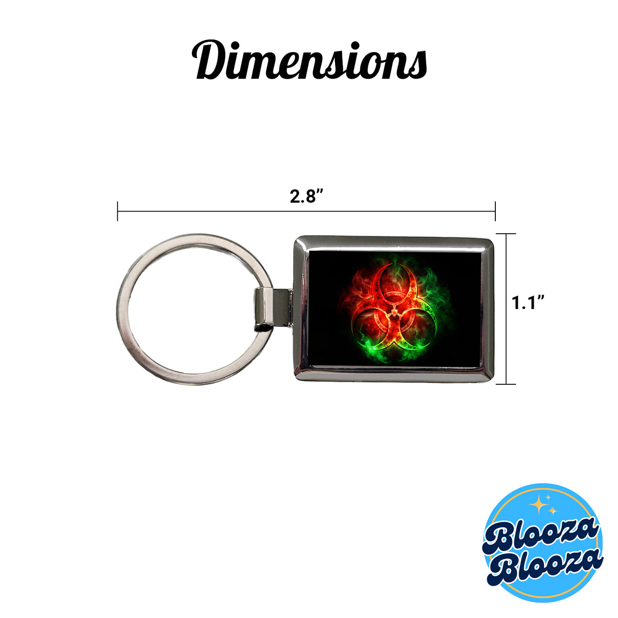 Zombie Outbreak Symbol With Red Green Toxic Gasses Rectangle Metal Keychain