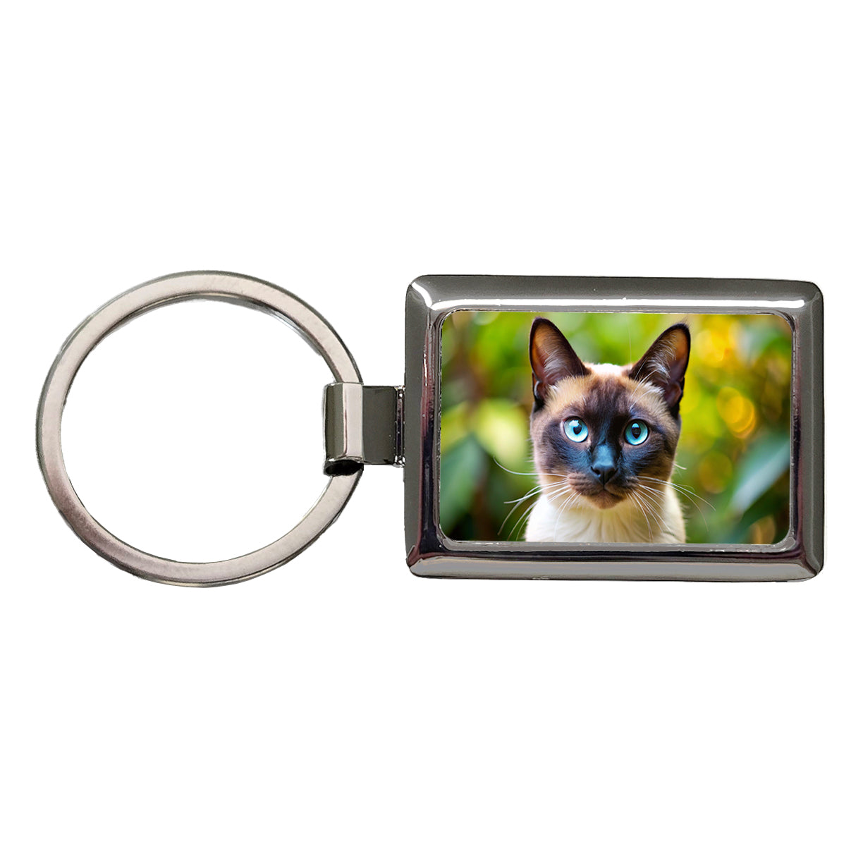 Siamese Cat Photo Rectangle Metal Keychain