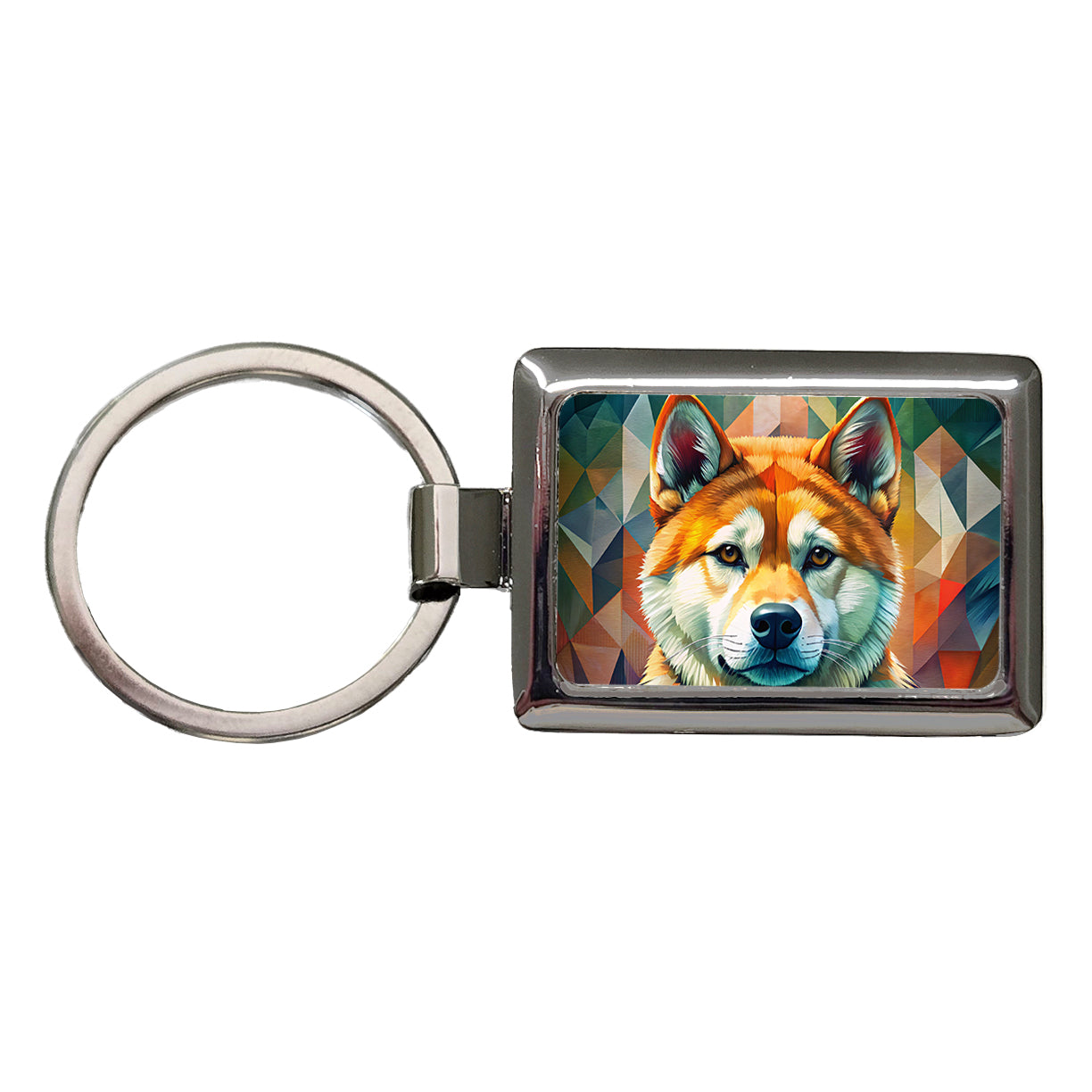 Akita Dog Contemporary Art Rectangle Metal Keychain