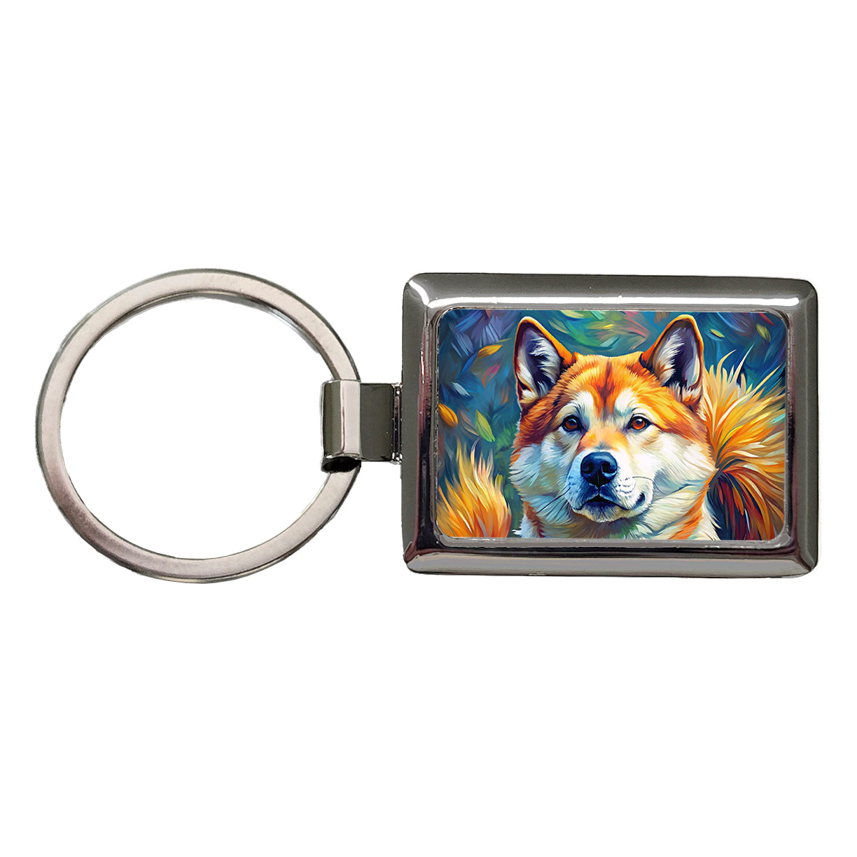 Akita Dog Expressionism Art Rectangle Metal Keychain